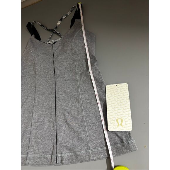 Lululemon Hot To Street Tank top Heathered Slate strappy back size 4 new - Picture 9 of 13